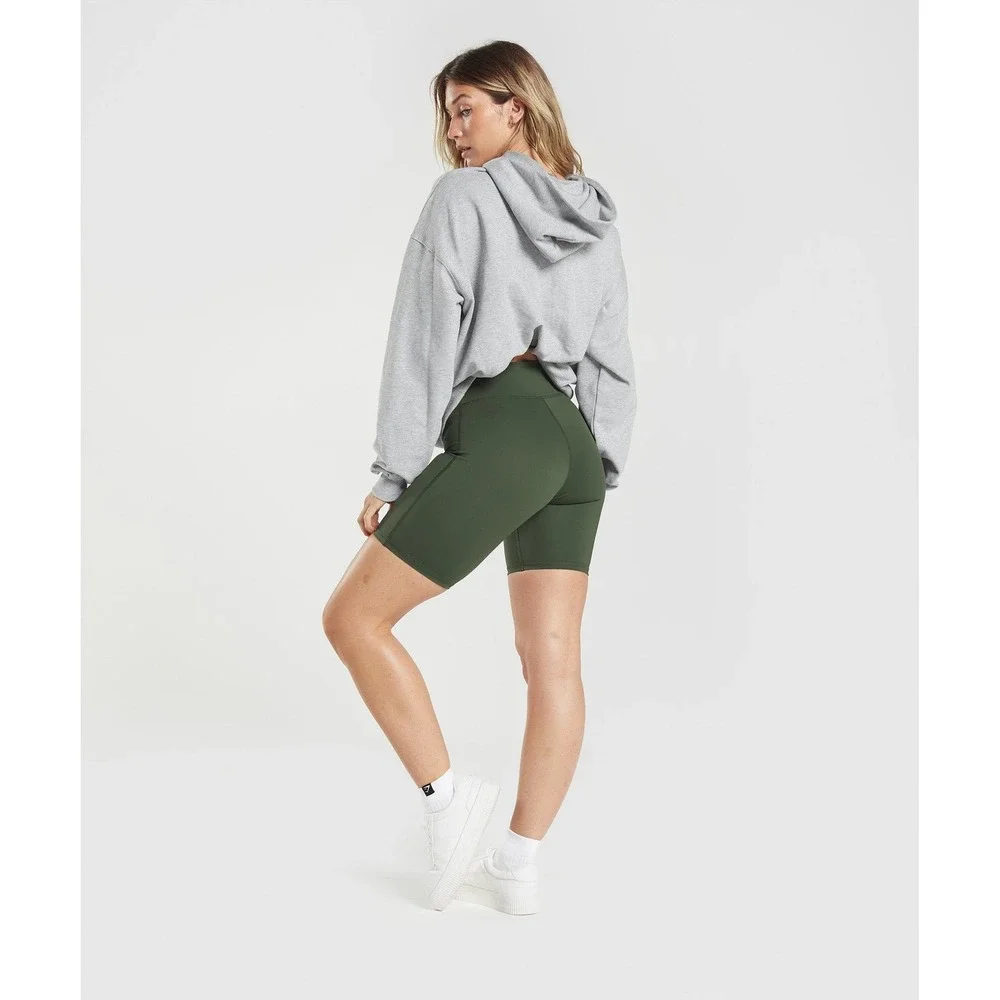 Gymshark Elevate High Rise Cycling‎ Bike Shorts Moss Olive Green Size Small